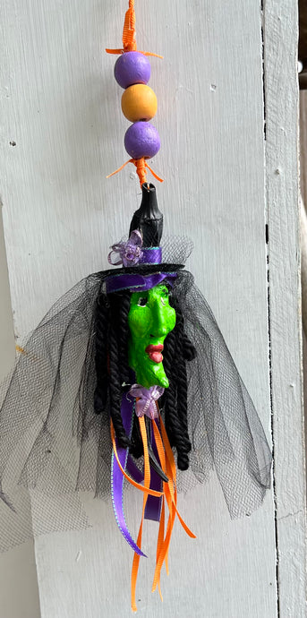 Dried Okra Witch Ornament