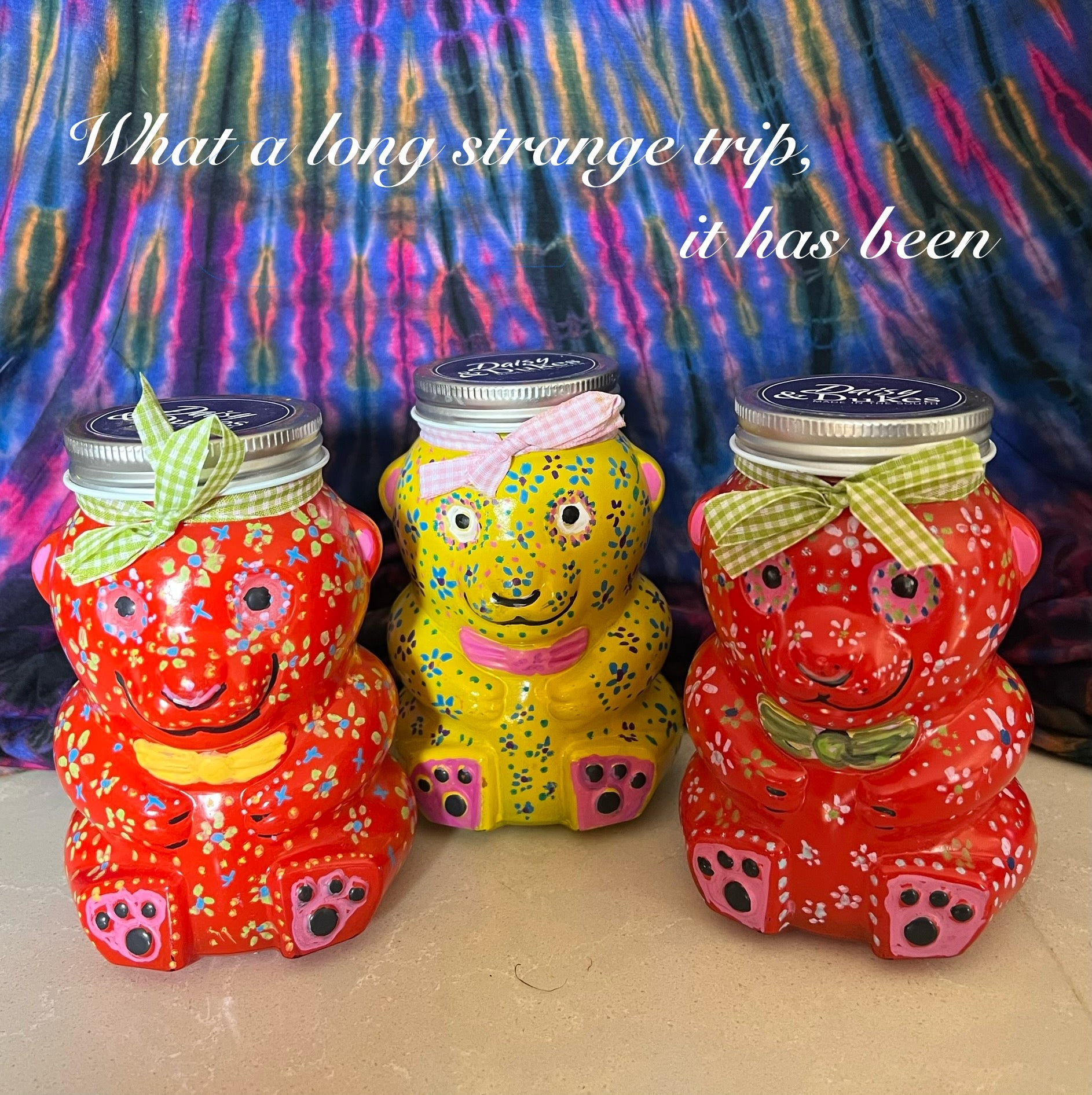 Hand Painted Rasta Bear- red