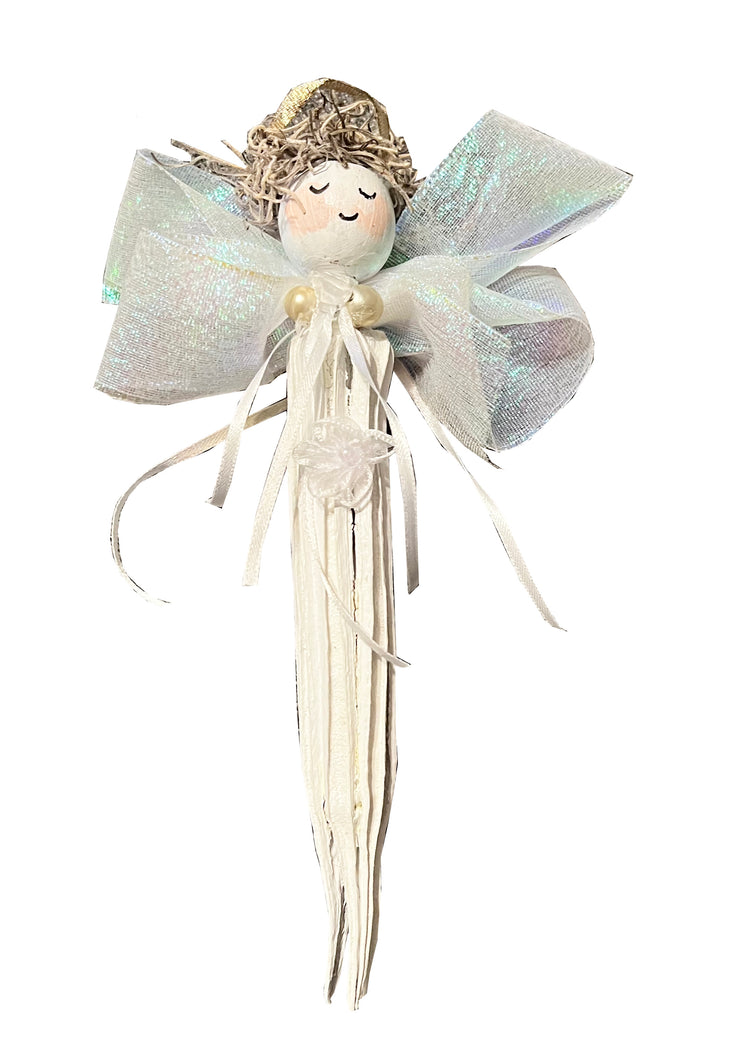 Dried Okra Angel Christmas Tree Ornament