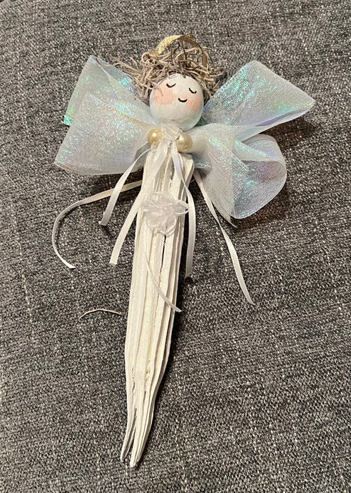 Dried Okra Angel Christmas Tree Ornament