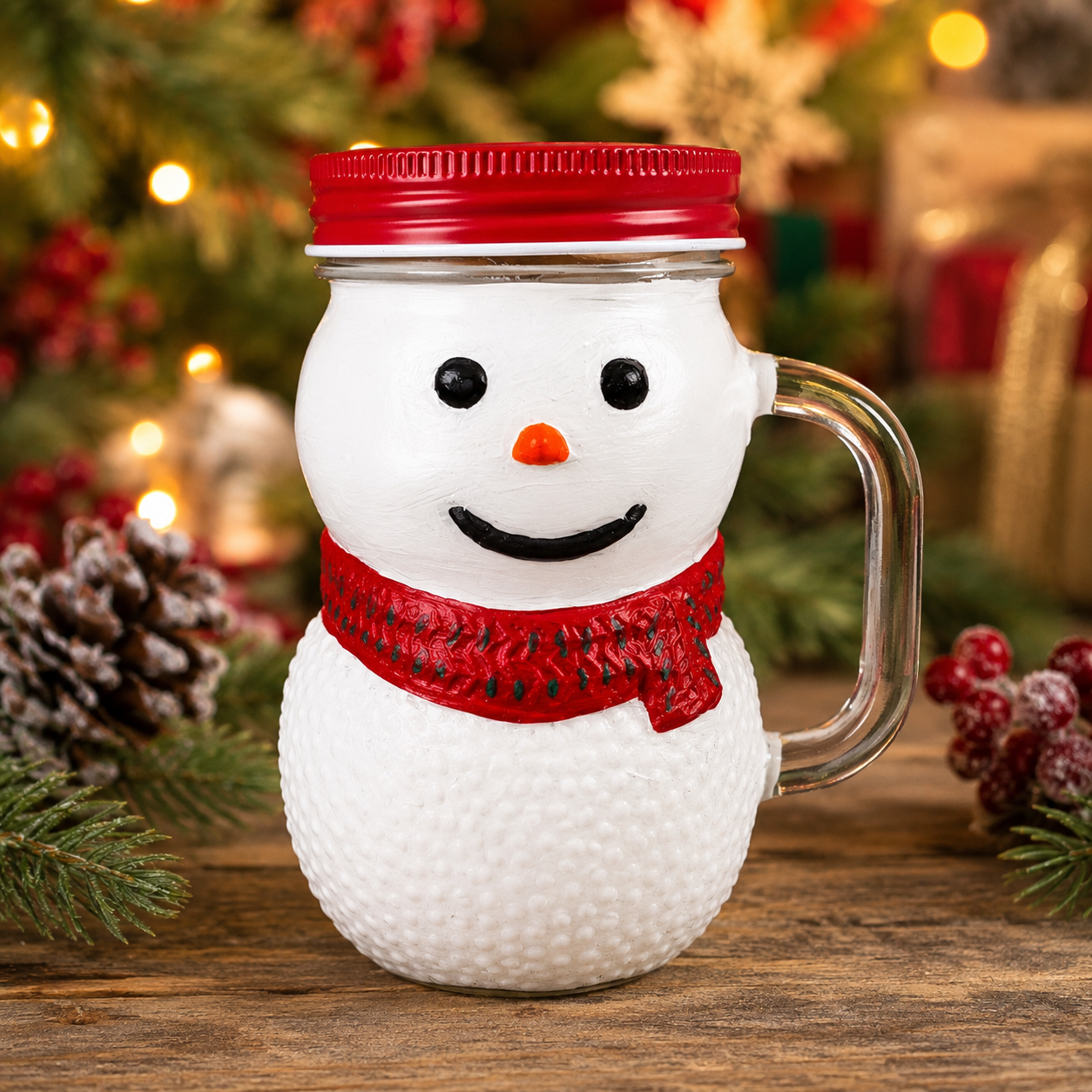 Hand Painted Snowman Candle